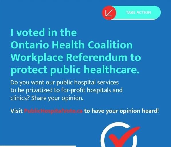 6 DAYS & COUNTING TO VOTE

I voted. 
We must Vote 'No' to the privatization of Health Care in Ontario 

Say #notoprivatization  #defendpublichealthcare #porthope #cobourg #campbellford #brighton

#OntarioHealthCoalition 
#ontariohealthcare
#northumberlandhealthcare