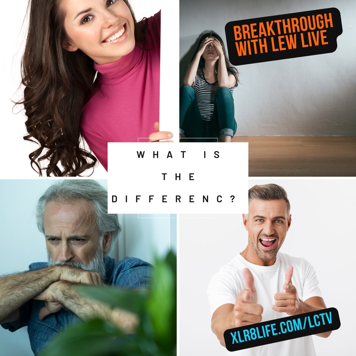 CoachLew_XLR8's tweet image. What is the difference?
Find out on Breakthrough With Coach Lew Monday at 8AM bit.ly/3VTxRKP
Coach Lew will unleash a secret that will help you see and make the difference!
#breakthrough #coachlew #asklew #motivation