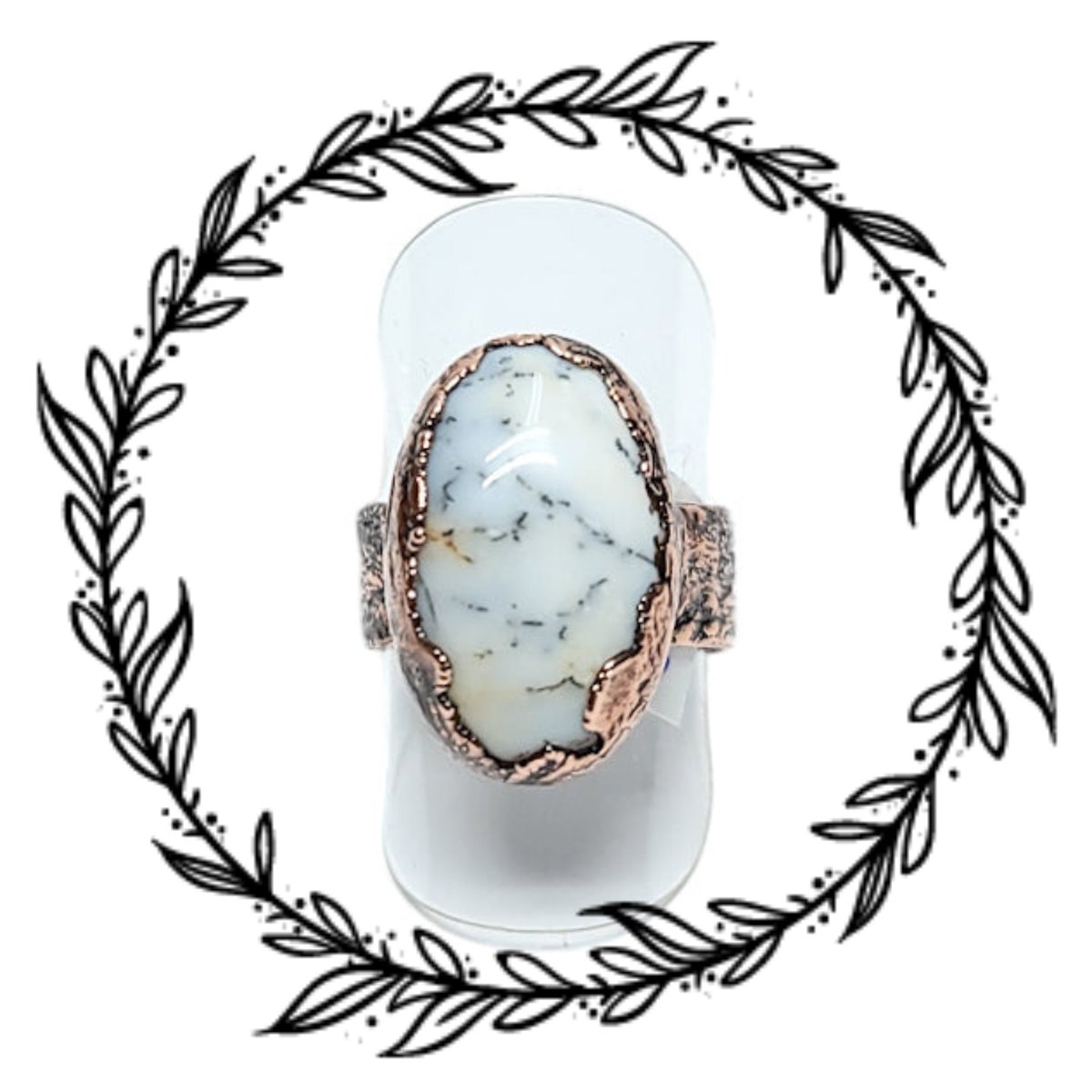 Dendritic Opal, a magical stone believed to have healing properties that can help bring a sense of calmness and tranquility.
thewackywanderers.com 
#handcrafted #dendriticopal #dendriticopalring #shopsmall  #bohostyle #bohovibes #oregonmaker #womenownedbusiness #naturejewelry