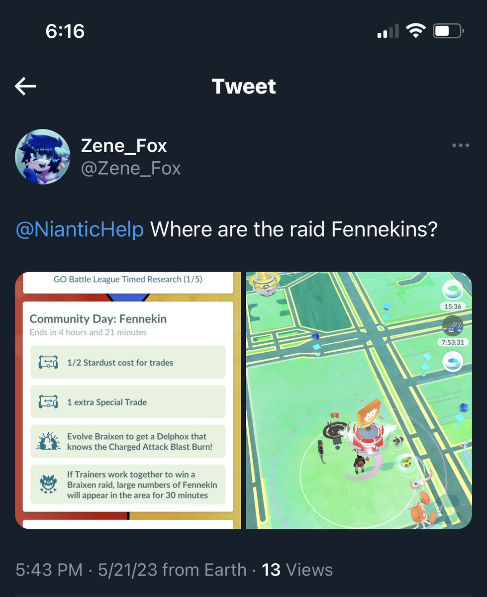 Zene_Fox's tweet photo. @NianticHelp @hammyanaj Seeing the same issue. https://t.co/EkvLP4hFto