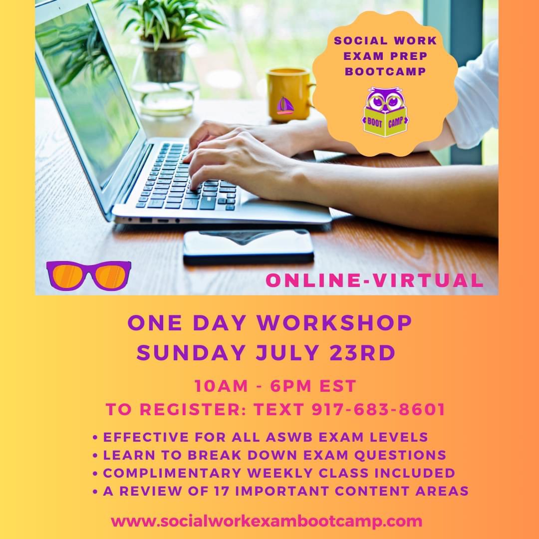 LmswExamPrep's tweet photo. Social Work Exam Prep Summer Workshop!  7/23 https://t.co/90DYRr6YjM