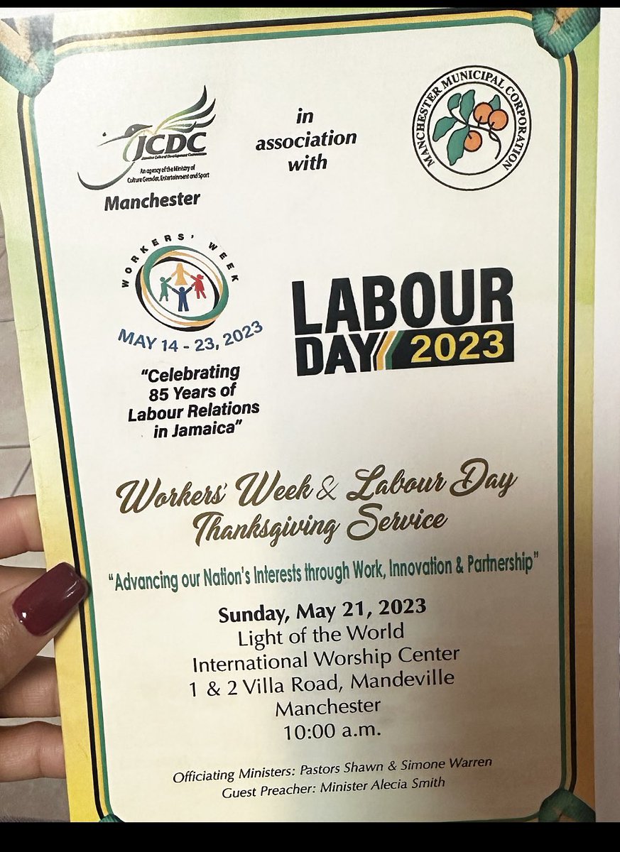 RhodaMCrawford's tweet photo. I encourage those in Mandeville & the environs to make a visit (one Sunday ) for I assure you that a special blessing awaits . May the Lord continue to bless Pastors Shawn and Simone Warren, their Ministry and members . #OurManchesterCentral #HopeIsHere #WorkersWeek https://t.co/ocHaYgzCEi