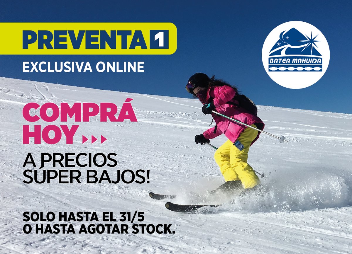 ANTICIPATE al invierno y comprá tus pases online hoy, a precios súuuuper bajos!
👉 tienda.bpnpagos.com.ar/bateamahuida
Sólo hasta el 31/5 o hasta agotar stock, lo que ocurra primero. No te quedes afuera!