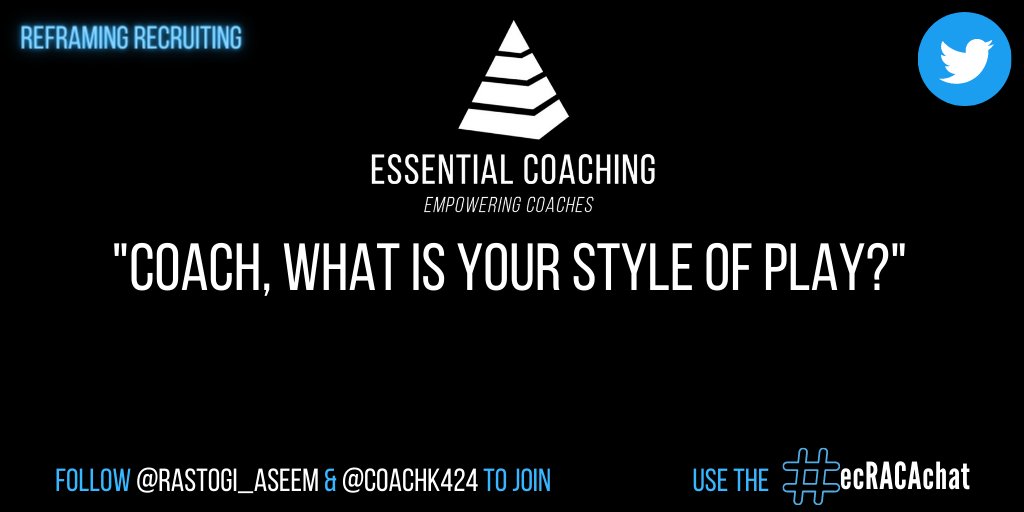 CoachEssential's tweet image. Q4: Alignment

Athlete centered coaching and the #HumanComponent are at the heart of recruiting conversations.

Build that into your answers and you’ll see your recruiting and retention skyrocket.

That is, if you mean it.

Use A4 &amp;amp; #ecRACAchat in your answers.