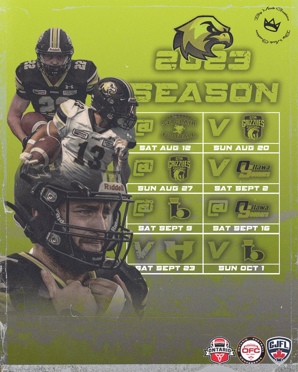 Quinte Skyhawks CJFL 2023 Season Schedule