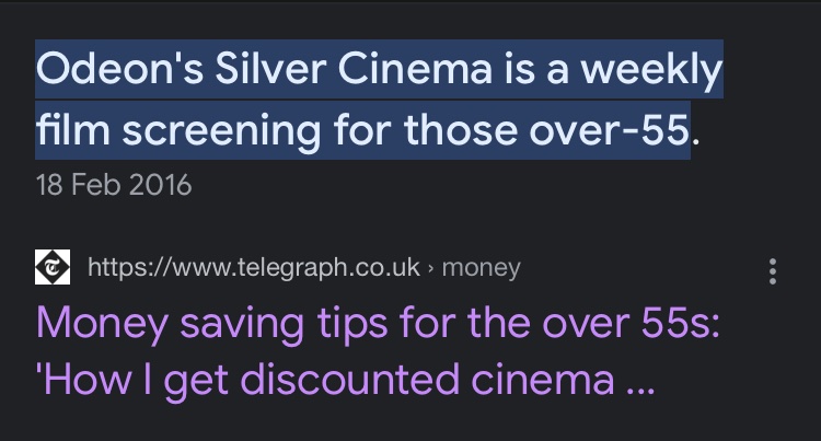 Funny how The Telegraph understands the concept of showings that prioritise a specific audience (and seemingly has done for years) enough to make it a money saving tip for another demographic…