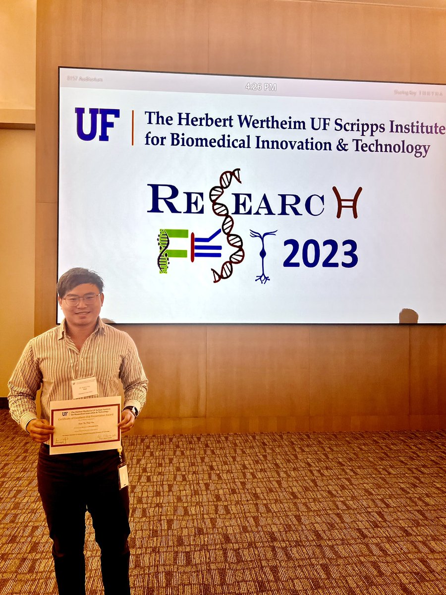 TonyKuangTing's tweet photo. It’s my pleasure to have the opportunity to present my work on Research Fest 2023. It was definitely a great experience for me! Thank you @UFScripps
#structuralproteomics #hdx #clms #structuralbiology #pparg #bladdercancer #drugdiscovery #ResearchFest https://t.co/FLU4By2gaT