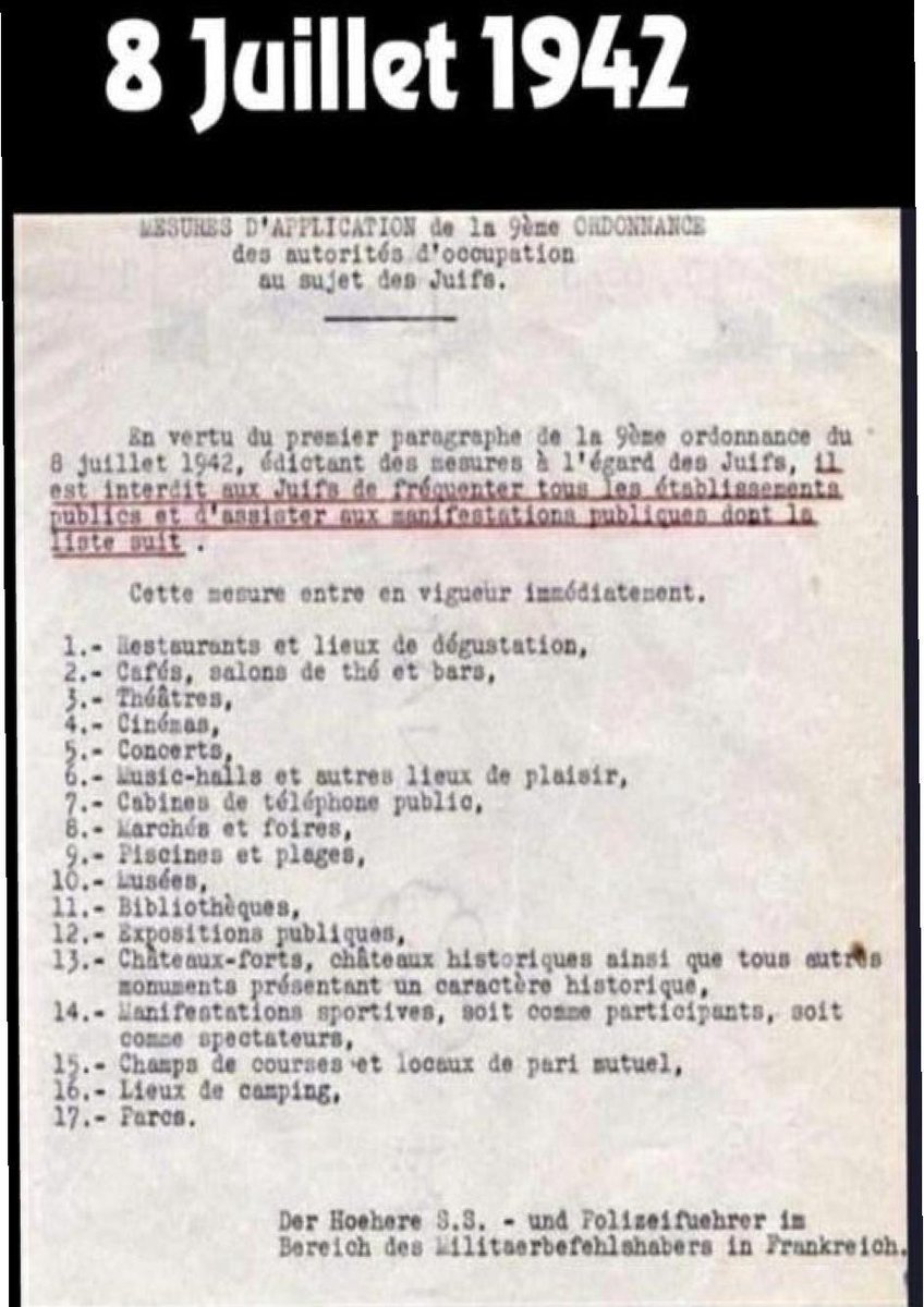 Est-ce que ceci ne vous rappelle pas un certain #PassVaccinal car concrètement c'est la même chose, qui ose me dire le contraire. 
Ce que ce papier, et uniquement ce papier dit, a été réalisé MOT POUR MOT 80 ans après. 

(bon ok certaines choses sont autorisés aux non-injectés et…