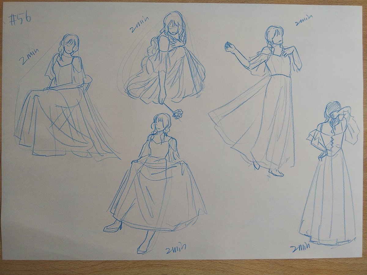 #さとまこクロッキー
#今日のクロッキー

＃55&amp;56
55のシンプル立ちポーズは珍しく時間があまって、どこを描き足そうか迷った。かわいく描けました！☺️ https://t.co/EoTFZ0bTjD