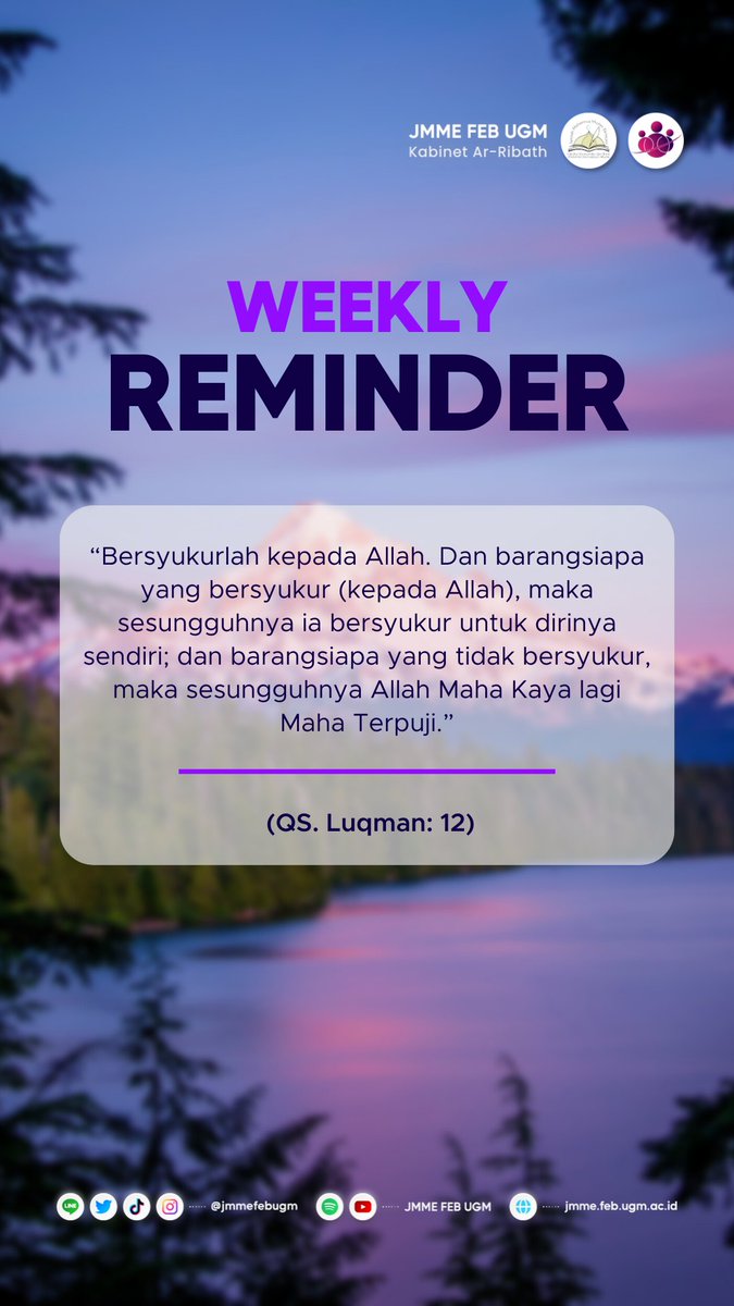 Bersyukur merupakan bentuk terima kasih atas segala nikmat, rezeki, kehidupan, kesulitan, dan kebahagiaan yang kita dapatkan. Dengan rasa syukur kepada Allah wt. akan menghindarkan kita dari penyakit hati seperti iri, dengki, fitnah, atau takabur.

#syukur #rezeki