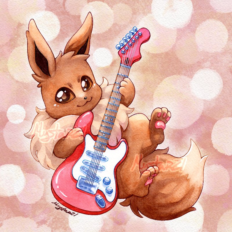 シャワーズ 「Guitarists Eeveelutions (part 1)  #pokem」|Mystar⭐21 💕 OPEN (4/10) POST-VALENTINE'S YCH! 💖のイラスト