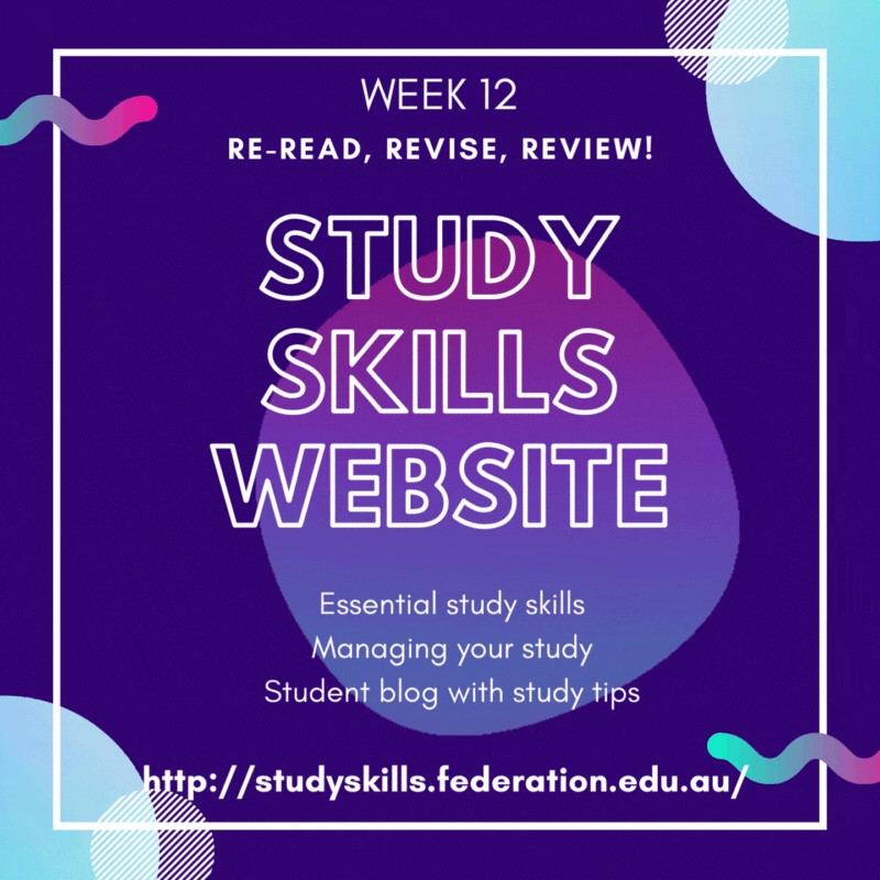 Welcome to week 12! It's the final countdown to exams and time to revisit what you have learned so far.  Check out the exam preparations skills help sheets on the study skills web page ow.ly/E1PT50Jf2cV