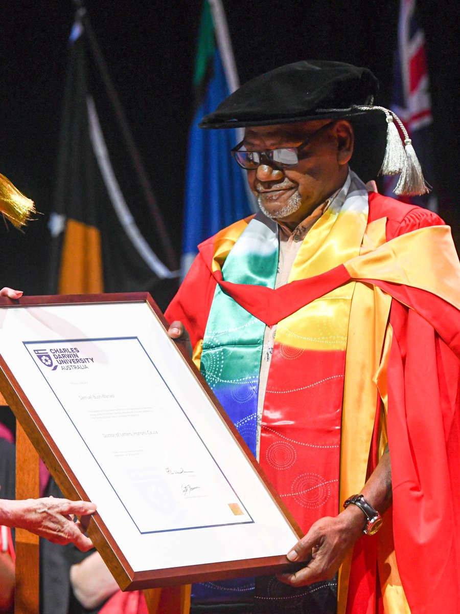 Congratulations NLC Chair Dr Samuel Bush-Blanasi on the awarding your Honorary Doctor of Letters (honoris causa).  Dressed in full regalia, Dr Bush-Blanasi received this well-deserved recognition from Charles Darwin University in front of family, friends, and fellow graduates.