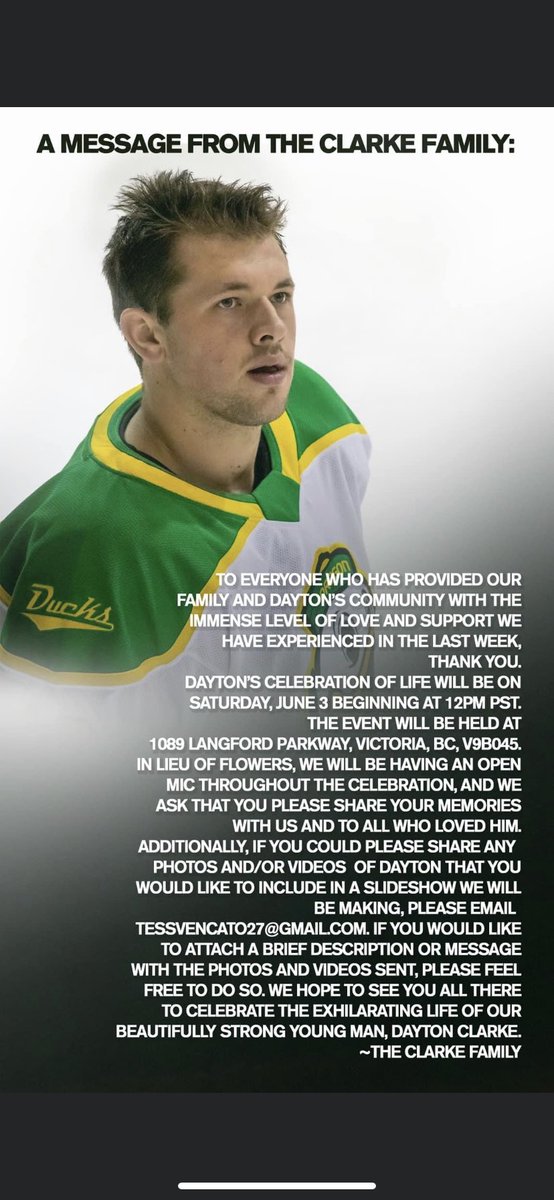 KyleIreland_'s tweet photo. Message from the Clarke family. https://t.co/AnZBwFE4pe