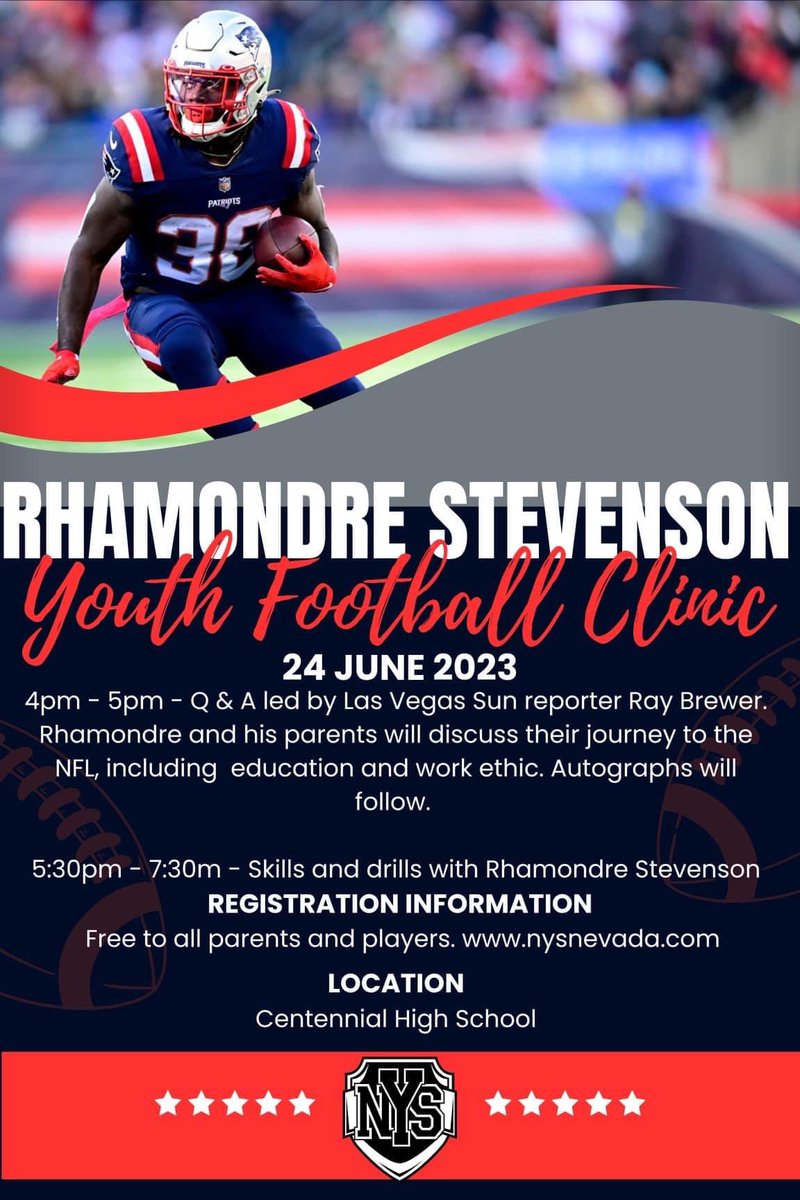 Space is limited!! Act now! #NYSAlum Rhamondre Stevenson @dreeday32 giving back to the community in Las Vegas. ❤️