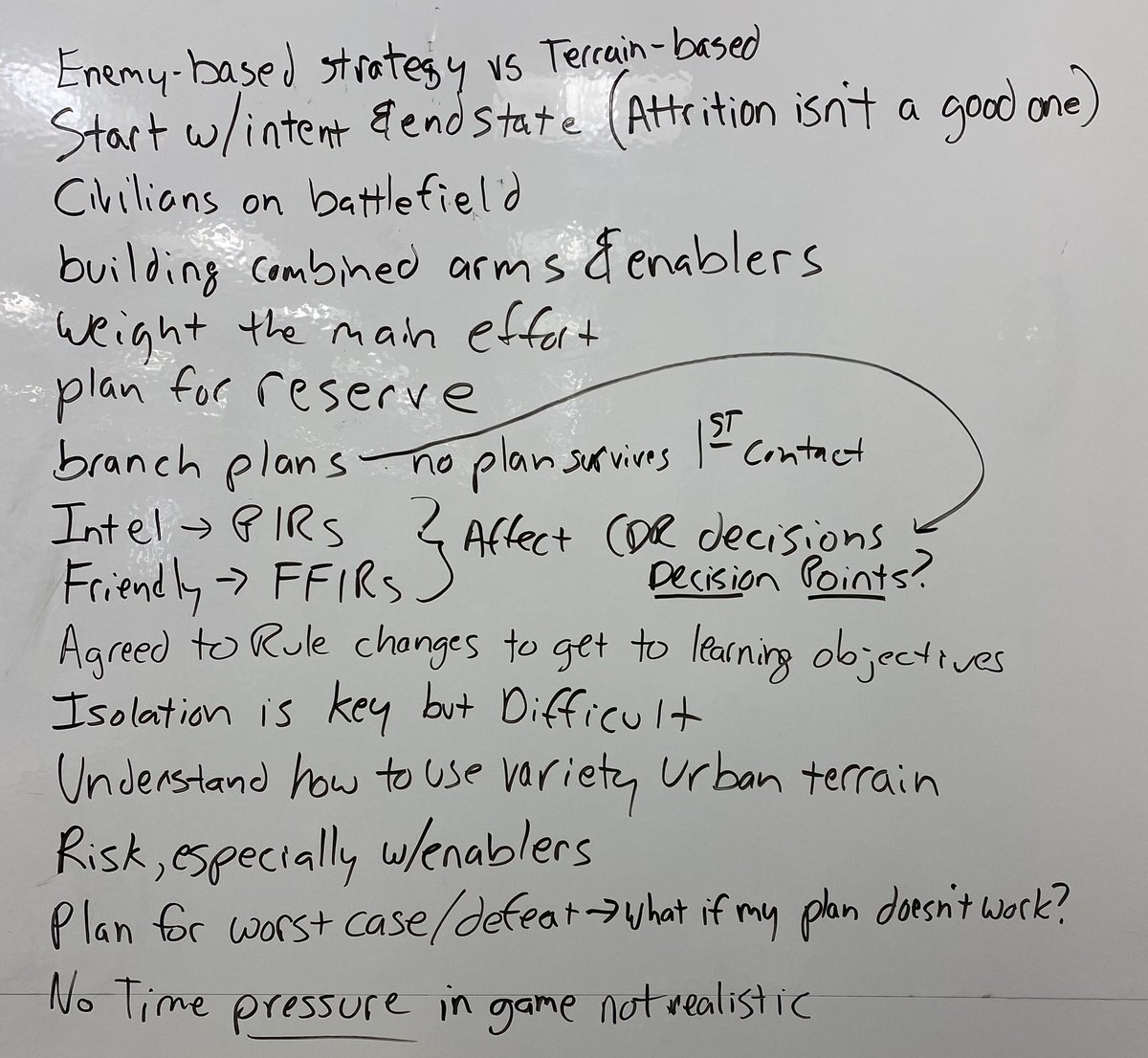 40ID_DeputyCG's tweet photo. #wargamesWinWars. The #UPOC planners put all that they learned over the last 6 days of @UrbanWarfareCtr’s Urban Ops Planner Course into a fighting a custom #wargame with rules for civilians, #urban terrain, and combined arms. Look at all these lessons that came out of it (pic) https://t.co/DrqhUV1MRm