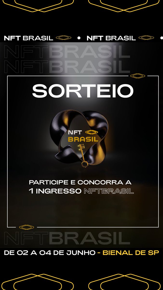 Atenção galera!
Sorteio para 2 ingressos para o NFT Brasil.
@_nft_brasil 
Marquem 2 @ amigos e concorram!
Sorteio terça feira!
Bienal de são Paulo! Só vem!🌹