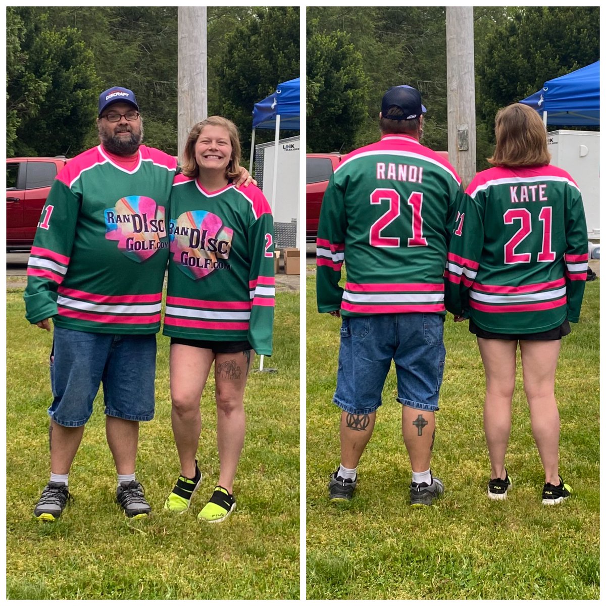Just in case you couldn’t figure out who was who!? #discgolfcouple #married #businessowners #discgolf #frisbeegolf #nhl