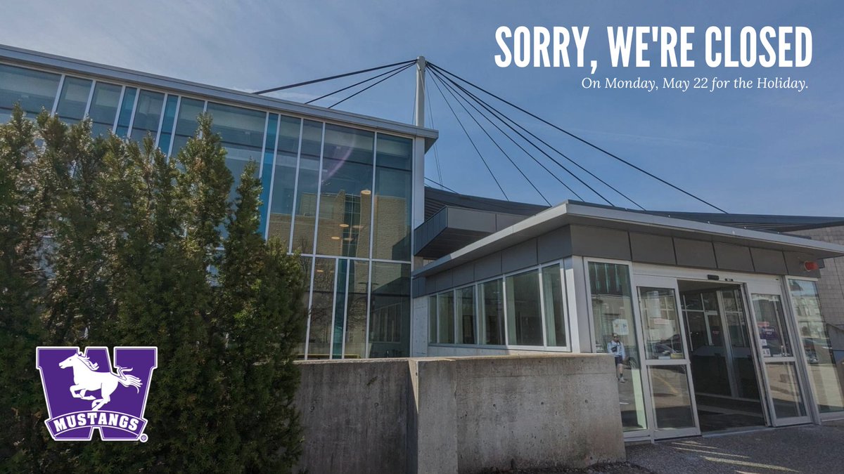 Western_Rec's tweet photo. Happy Long Weekend Mustangs! Campus Recreation is closed Monday, May 22 for the holiday. We will reopen on Tuesday.
For more information click on link in bio or visit: https://t.co/lWQcpIwcZ1.
#Holiday #SorryWeAreClosed #OpenTomorrow #StayActive #WesternRec #WesternMustangs https://t.co/oWYAO4ZSsJ