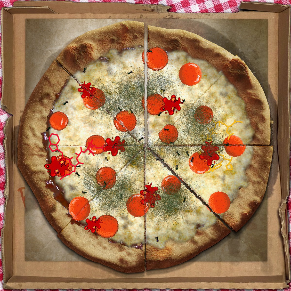 Picked up a <a href="/RarePizzas/">Rare Pizzas NFT 🍕🤌</a> in honor of the #GlobalPizzaParty and <a href="/Pizza_DAO/">PizzaDAO 🍕🏴‍☠️</a> -- fun to look at; would not be fun to eat lol (traits include ants).
