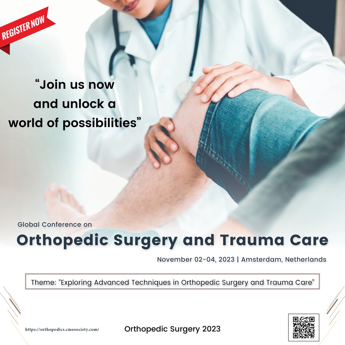 🎉 Exciting news! 🎉 Join us at the #OrthopedicSurgery2023, where cutting-edge advancements in orthopedic surgery. 🏥🔬 Register now: rb.gy/sfcsk to secure your spot and stay ahead of the event! 🚀💪 Limited slots are available, so don't miss out! ⏰💯 #Orthopedics