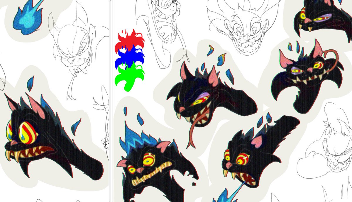 From a while back. An angry cartoon cat. Was waffling between white or gold teeth, really prefer the gold teeth; looks snazzy