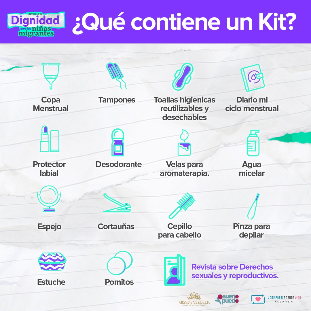 ComparteCol's tweet photo. En #CPUVColombia no sólo entregaremos kits de higiene a las niñas #migrantes, sino que también generaremos las capacidades para que estas niñas puedan tener un desarrollo saludable en torno a su cuerpo.
Únete a esta campaña aquí 👉🏽 https://t.co/xIvoL6KB8b https://t.co/fro15PYXRW