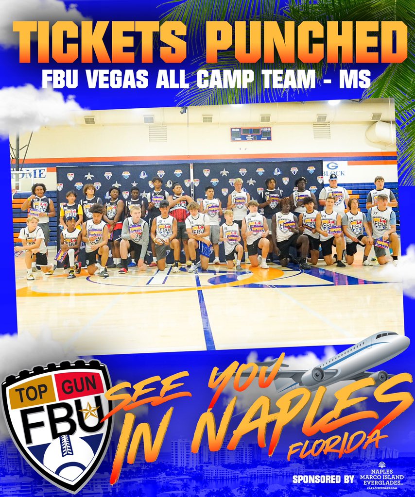 ALL CAMP TEAM 🌴

Congratulations to these Middle School athletes on being selected as the top athletes in their position group for the weekend ✅

Your tickets to Naples, FL for FBU Top Gun are punched ✅

#FBU #GetBetterHere