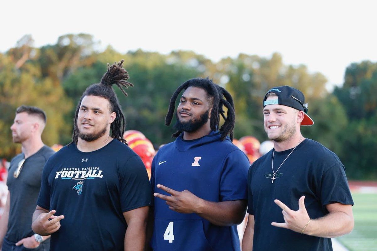 CoachCHarvey's tweet photo. Looked down the sideline at the spring game on Friday and saw no less that 40 former @CCCMaraudersFB players who came out to support their alma mater. I can’t tell what the future holds but I do know that because of them there is a solid foundation. We thank you!! #TeamOverMe https://t.co/esnbpUEsWc