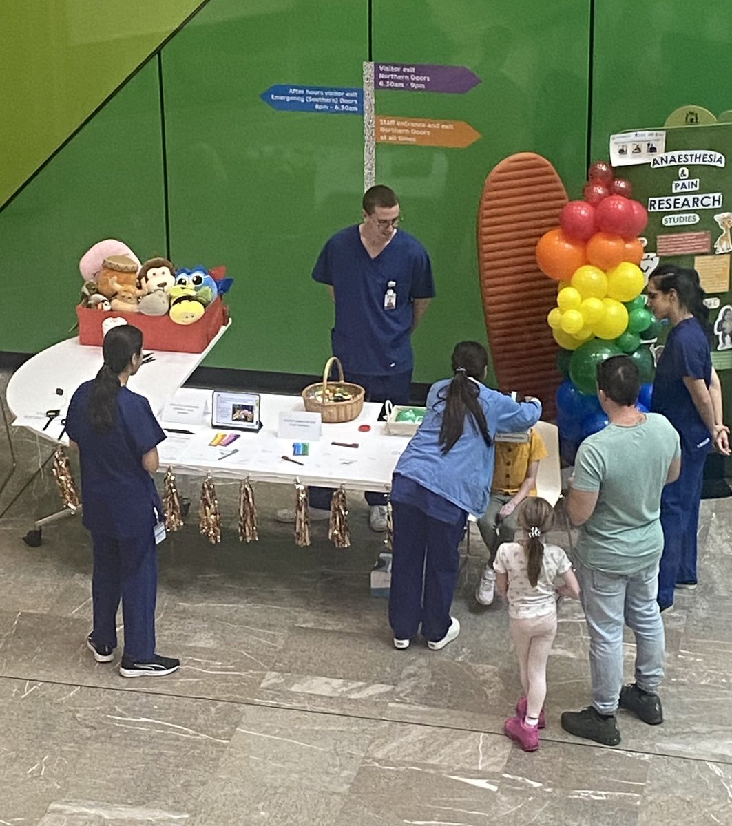 Our outreach stall at #PCH to celebrate International Clinical Trials Day showcasing our research in anaesthesia, perioperative medicine and pain management #ICTD2023 #TKI @britta_sleepydr @D_Sommerfield @ndhauser @telethonkids