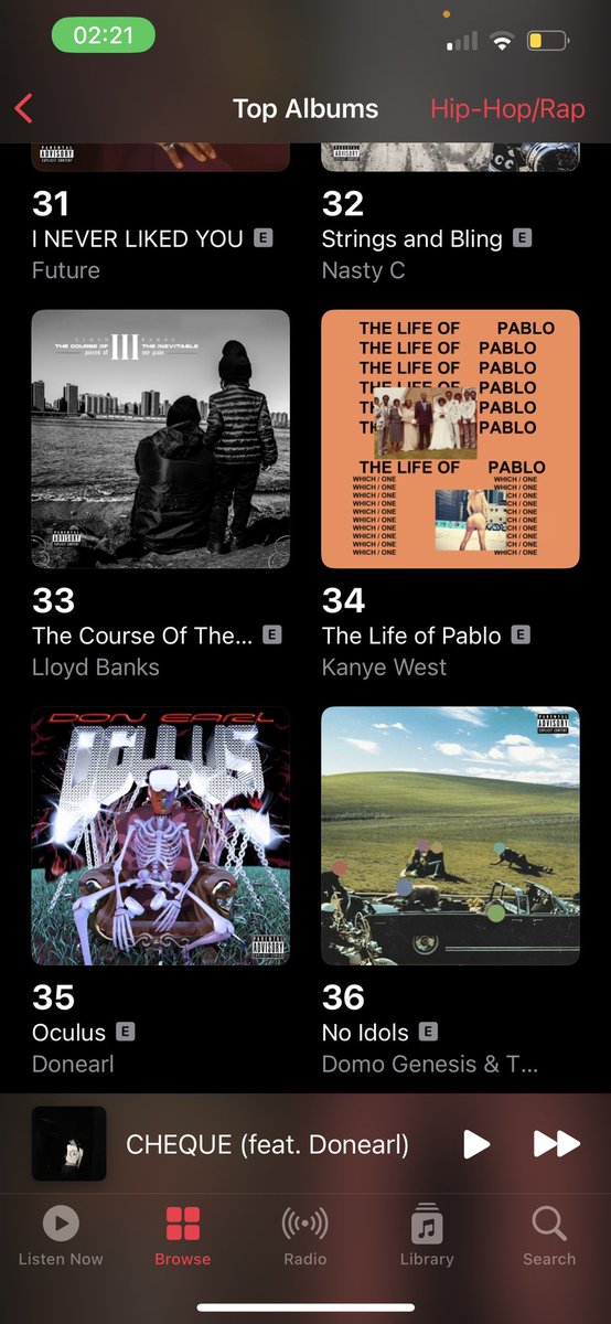 donearlll's tweet photo. dropped my first tape n went #35
hop-hop charts. And #106 on all genres w/ no features &amp; 
no co-sign from any artist. #Thankful https://t.co/AEviXw35EG