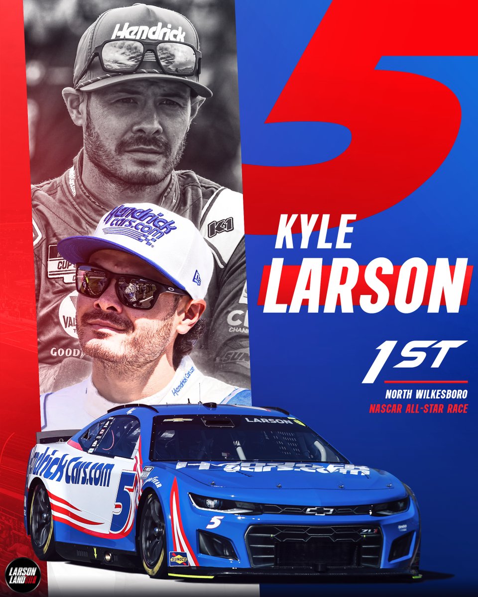 LarsonLand's tweet photo. 🧹𝘽𝙍𝙄𝙉𝙂 𝙊𝙐𝙏 𝙏𝙃𝙀 𝘽𝙍𝙊𝙊𝙈𝙎🧹

Kyle Larson 𝙎𝙒𝙀𝙀𝙋𝙎 the weekend at North Wilkesboro, picking the the $1,000,000 All Star Race prize for the 3rd time in his career. Kyle Larson becomes the only driver to win the All Star Race at 3 different tracks.

#yungmoney https://t.co/vuxNZD1x0s