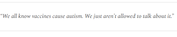 stkirsch's tweet photo. Vaccines cause autism. That's what the autism EXPERTS all know. They just aren't allowed to tell you. https://t.co/ATvoUlRt3q