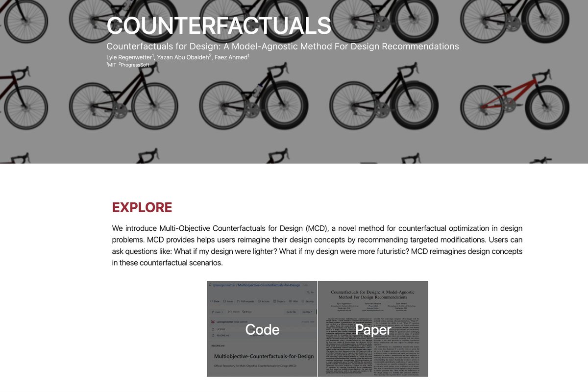 Counterfactuals for Design: A Model-Agnostic Method For Design Recommendations

introduce Multi-Objective Counterfactuals for Design (MCD), a novel method for counterfactual optimization in design problems

paper page: huggingface.co/papers/2305.11…