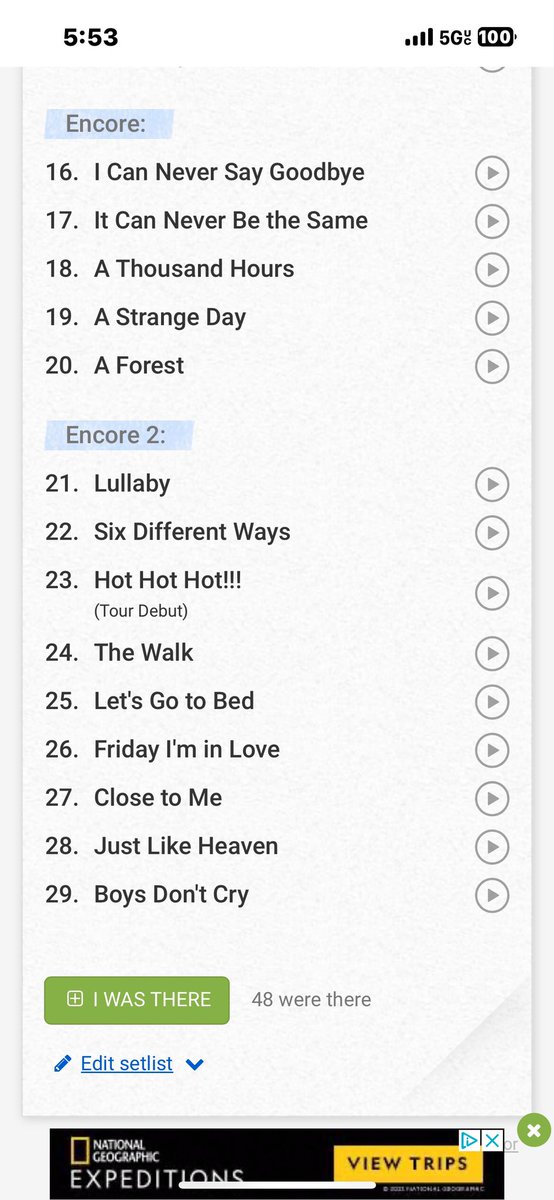 This is the set list for the Cure concert I’m going to tonight. No Disintegration but Cold is gonna make me ASCEND.