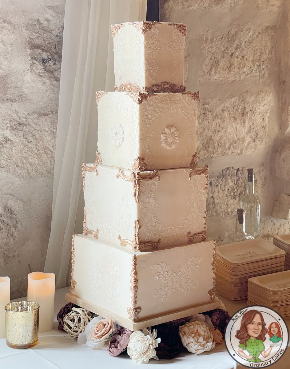 Stunning Square 4-tier Wedding Cake.  
 nyocakes.com/contact-us
#HoustonBakeryLife #bespoke #bakery #cake  #notyourordinarycakes #nyocakes #sweetcake #weddingcake #amazingcakes #houstoncakes #cakeoftheday #mygalveston #bridesofhouston #houstonbrides #leaguecity
