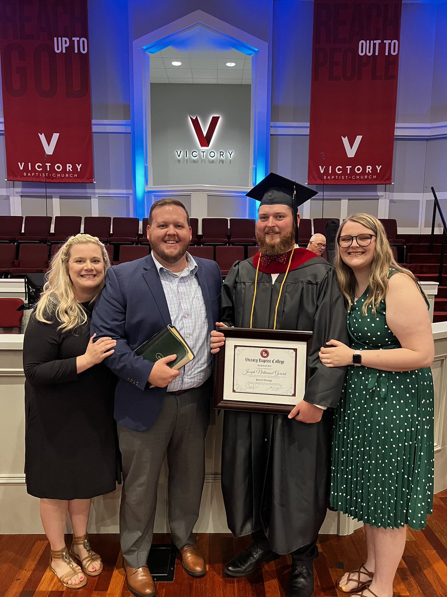We are so proud of our Youth Pastor at AGBC for earning his bachelor’s degree in pastoral theology tonight from Victory Baptist College! We’re so grateful for his service to the Lord through our church, &amp; we can’t wait to see how the Lord will continue to use him! 🙌🏼