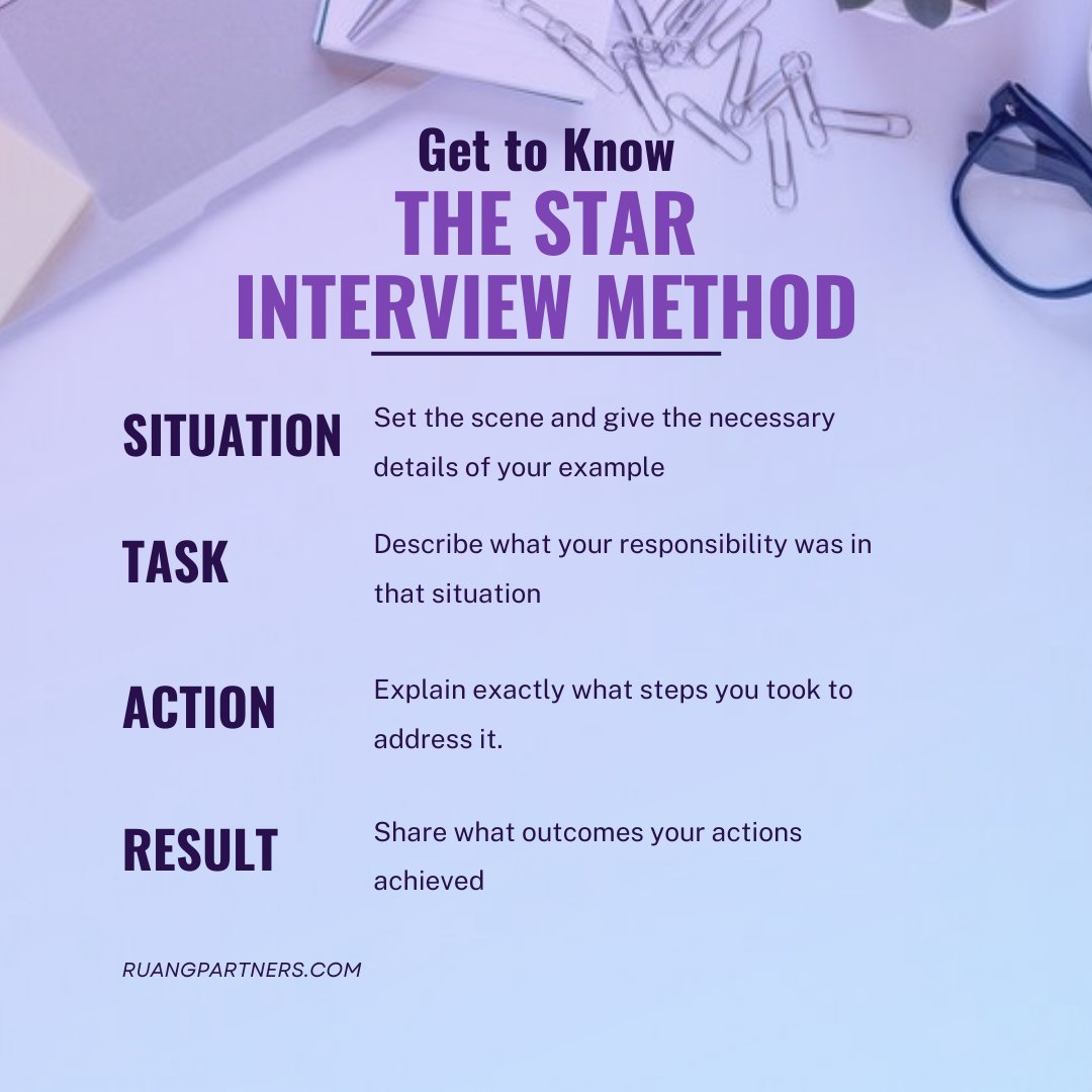 McKinsey &amp; Company adalah salah satu perusahaan konsultan terkemuka di dunia dan telah mengembangkan metode STAR sebagai alat untuk mengevaluasi keterampilan dan pengalaman kandidat dengan lebih efektif.

#rekruiter #tips #lowongankerja