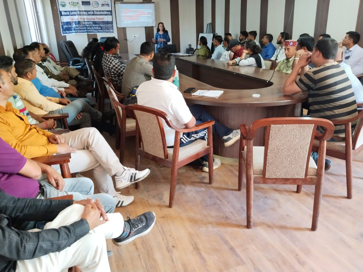 CDrpgmc's tweet photo. Block level meeting for Dept. of Health, Higher education and Panchayati Raj of Block Salooni of District Chamba on 20th May 2023 to discuss “Tobacco Free Panchayat and Educational institutes”
@TheUnion_TBLH
@CMOFFICEHP
@nhmhimachalp
@CTFKGlobal https://t.co/c2ikpmy4w2