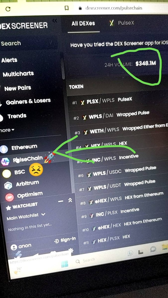 crypt0k1ng's tweet photo. #Crypto #CryptoTwitter #liquidity #LpFarms #bsc just flipped by #PulseChain as #2 #Dex by volume. #bnb #eth #PLSX #BeatsByeGwei https://t.co/QDpCMsFIi3