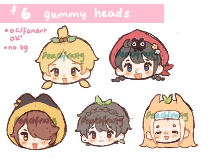 hi surprise !! I'm doing quick little commissions this summer if anyone is interested!! my gummy heads are back hehe :3c  [RTs appreciated!] //limited slots for now  