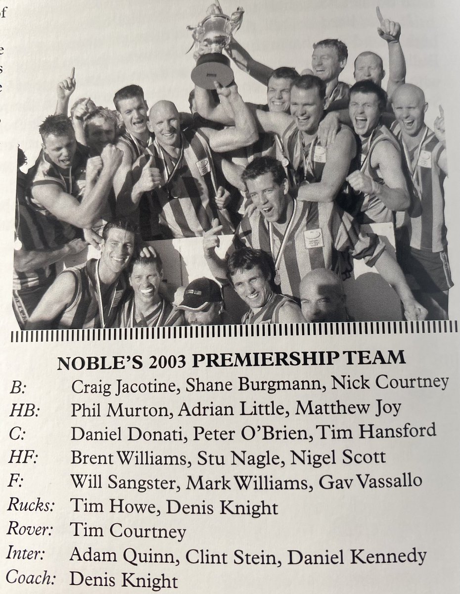Past players' day at Noble Park FC this Saturday and it will take in a reunion of the 2003 team that won the club its first flag in Eastern. Haven't seen too many better sides at local level. Stars on every line.