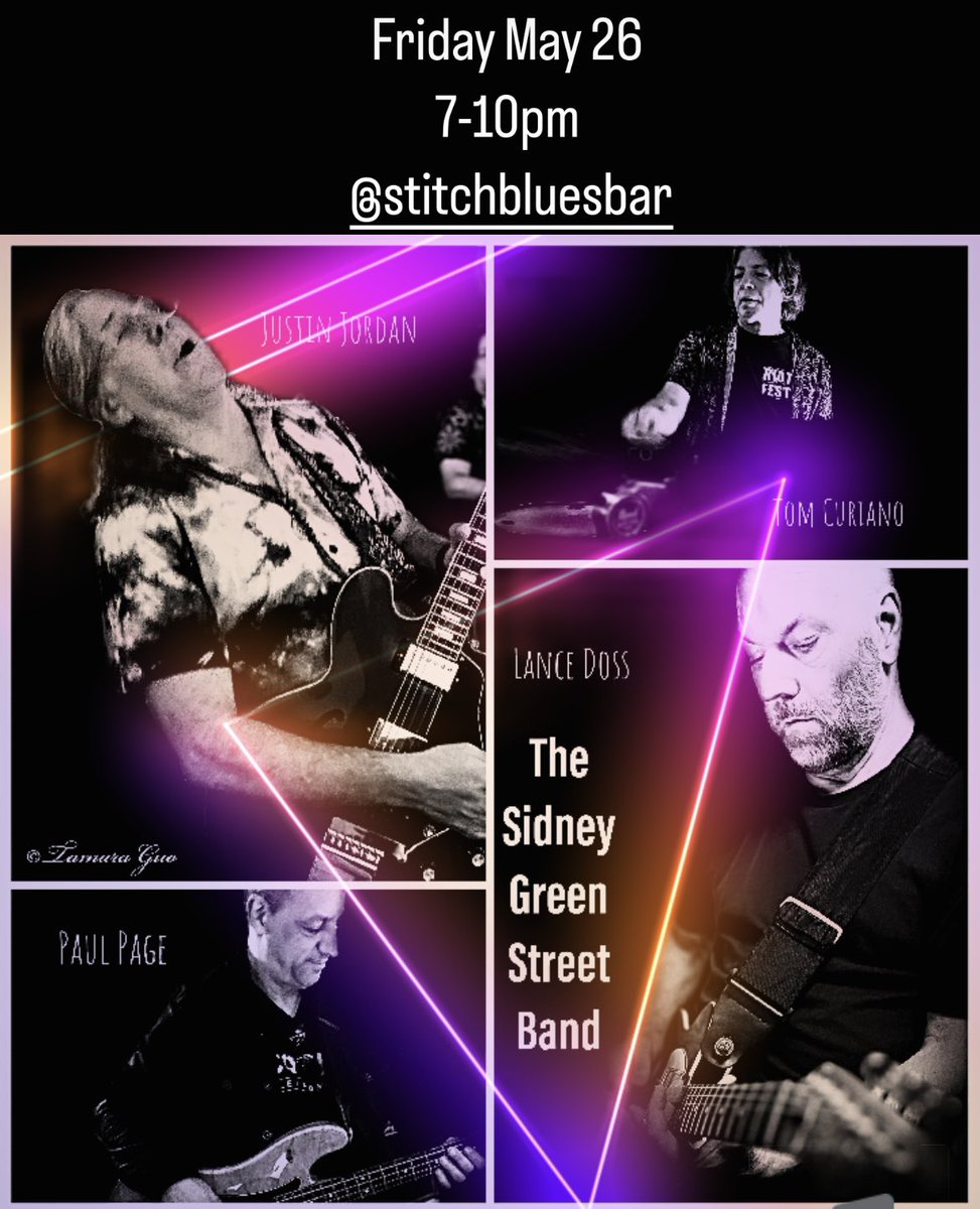 #friday #sgsb 🤘🏼🎶🎸#sidneygreenstreetband #nyc #stitchbar #rock #blues #guitar #bass #drums #guitarrock #southernrock #lancedoss #paulpage #tomcuriano #justinjordan #nycmusicscene #nycmusicevents #MemorialDayWeekend