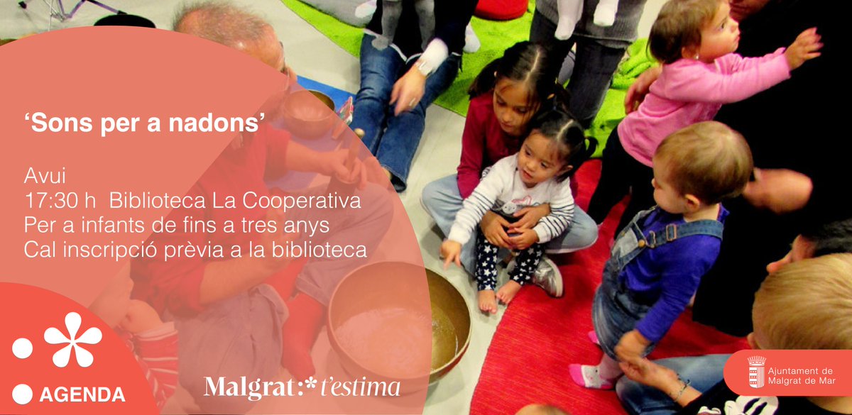 ajmalgrat's tweet photo. 📅 Agenda d'avui dilluns:
👶🪇'Sons per a nadons' a càrrec d'Alquímia Musical
👉Activitat adreçada a infants de fins a tres anys
⌚️17:30 h
📍Biblioteca La Cooperativa
👉Cal fer inscripció prèvia a la biblioteca
#malgratdemar #biblioteca #mainada https://t.co/abB1RqoTFY