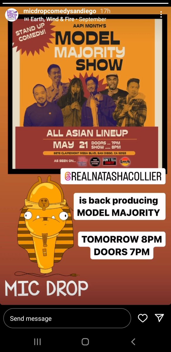 TiggyMaximus73's tweet photo. #sundaynightcomedy #standupcomedy #modelmajoritycomedy #modelmajority 
Got honor 2 c headliner @MalHall at #ModelMajorityAsianAmerican show at #MicDropSanDiego produced by funny comic NatashaCollier featuring host AndyVan +featured comics @TheFumiAbe + @dapperduong  + @RayJLau https://t.co/2zbymyUoIk