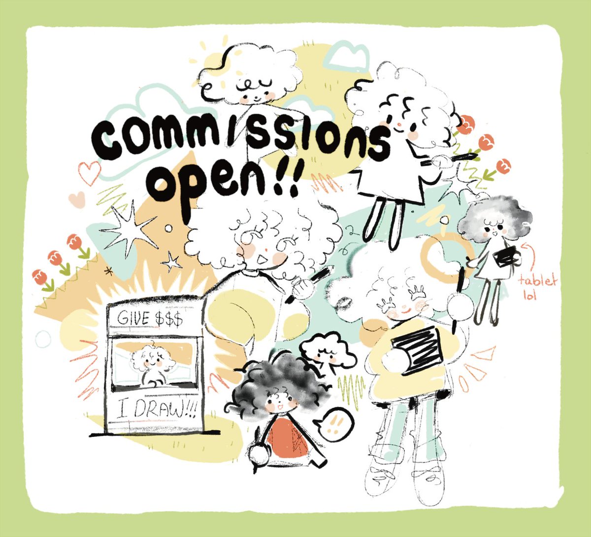 my commissions are open! ⭐️🌷☁️ i'm going to open 10 slots for the time being  rosarrie.com/commission-me   pls get in contact via website or email 🫶