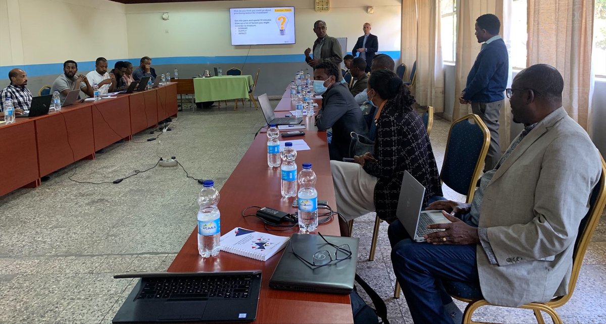 AddisIlo's tweet photo. The @ILO ProAgro 🇪🇹 project conducting a 3-day training on 👉#InvestmentPromotionStrategy, 👉Targeting & Lead Generation, and 👉Project & Performance Management for @EthioInvestment and Regional Investment Bureaus.
@ILO_EMP_Policy
@GerEmbAddis
@BMZ_Bund
@MusindoAlexio
@ILO_SKILLS https://t.co/UfZoXzKwr8
