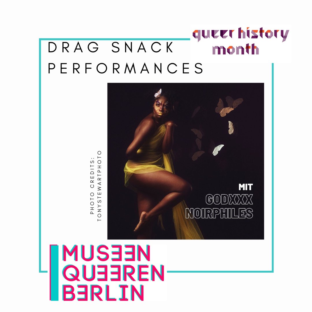 QHMBerlin's tweet photo. We proudly present our amazing performers for our Drag Snack event next sunday (May 28th) at Künstlerhaus Bethanien. We are delighted to welcome @godxnoirphiles and @thedarvishofficial. You can still register here: info@queerhistory.de
What to expect👇 https://t.co/HKDAt0DGsr