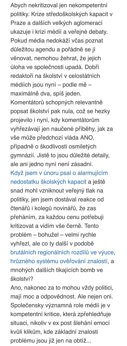 ales_rod's tweet photo. Důležitý odstavec od @david_klimes v jeho Newsletteru #topodstatne o roli médií ve veřejné debatě, případ školství 👍 https://t.co/Wups7XFYVv