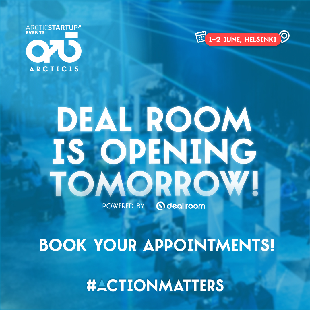 Attention to all #Arctic15 attendees!

DEAL ROOM is going LIVE tomorrow, May 23rd! Connect with #investors, partners, and talented professionals. Meet, negotiate &amp; gain valuable feedback with our #networking platform.

Get your ticket: bit.ly/42C5vcf

#nordicmade